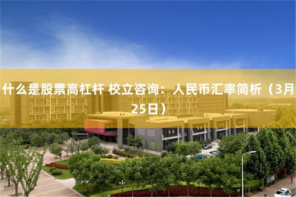 什么是股票高杠杆 校立咨询：人民币汇率简析（3月25日）